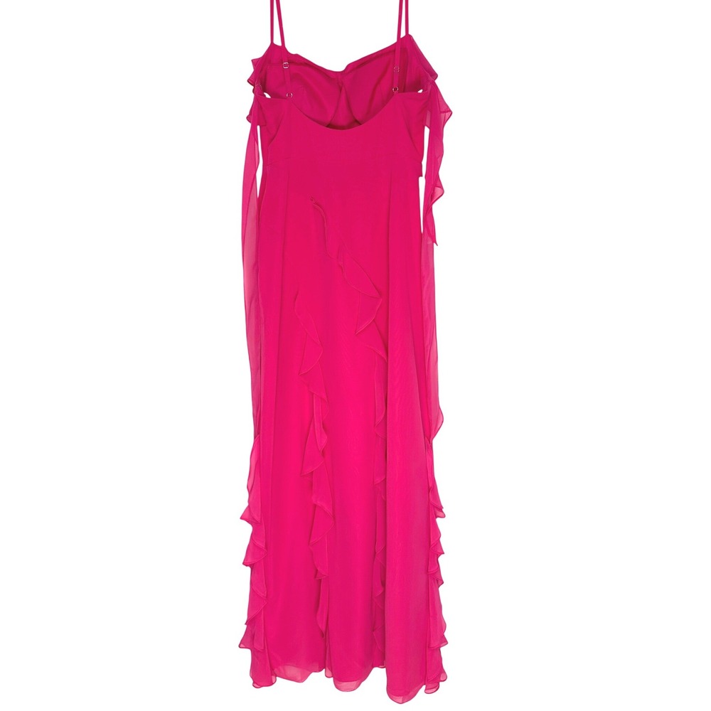 Barbie x Azazie 1001 Ruffle Maxi Dress Barbie Pink Formal Gown Size A8 NEW - Picture 4 of 15